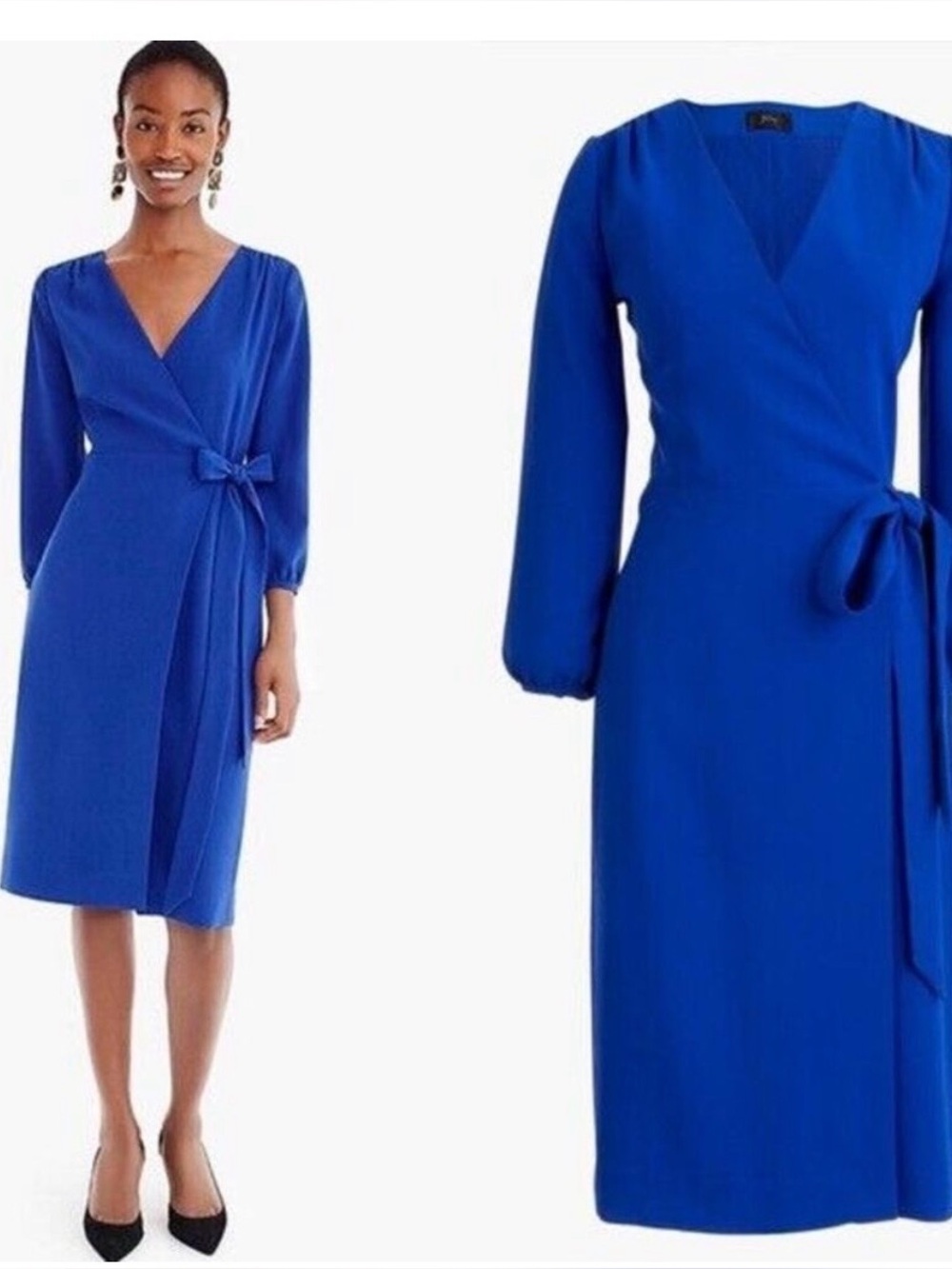 J. Crew Cobalt Blue Long-Sleeve Wrap Dress